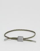 Ted Baker Leather Braid Cord Bracelet In Green - Green