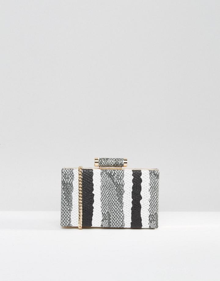 Claudia Canova Striped Faux Snake Clutch Bag - Gray