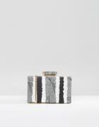 Claudia Canova Striped Faux Snake Clutch Bag - Gray