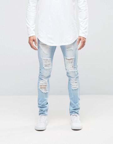 Dirty Denim Distressed Bleach Out Jean - Blue