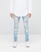 Dirty Denim Distressed Bleach Out Jean - Blue