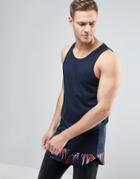 Jack & Jones Originals Tank With Printed Panel Detail - Navy