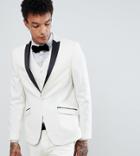 Heart & Dagger Tuxedo Skinny Suit Jacket In Satin-white