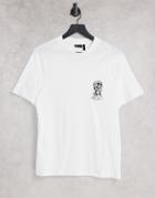 Asos Design T-shirt In White Organic Cotton With Skull Chest Print