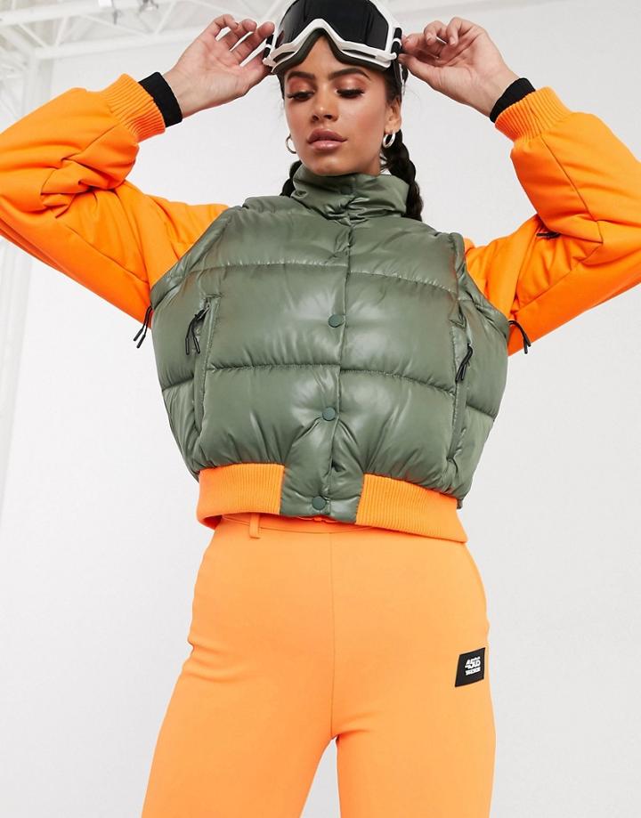 Asos 4505 Ski Bomber Jacket With Detachable Sleeves-orange