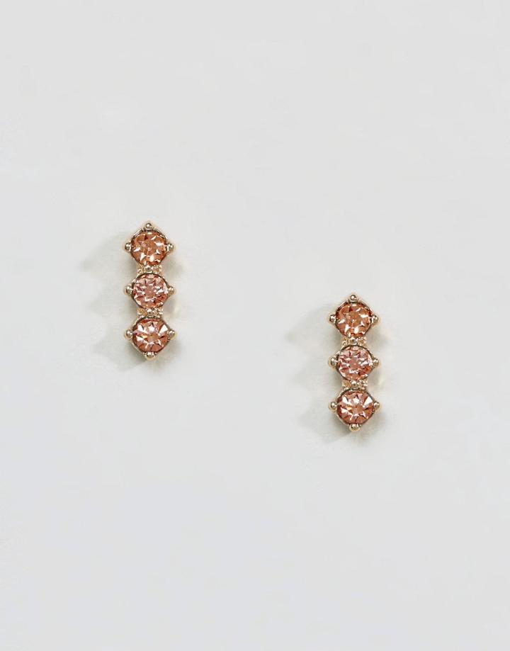 Asos Mini Crystal Climber Stud Earrings - Gold