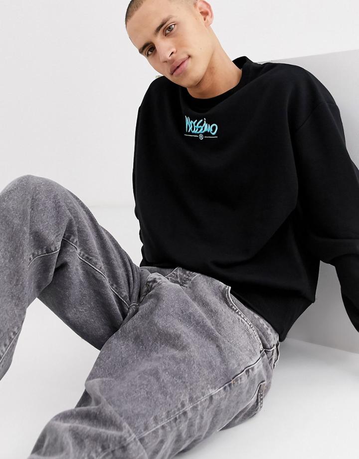 Mossimo Relaxed Crew Neck Sweatshirt In Black