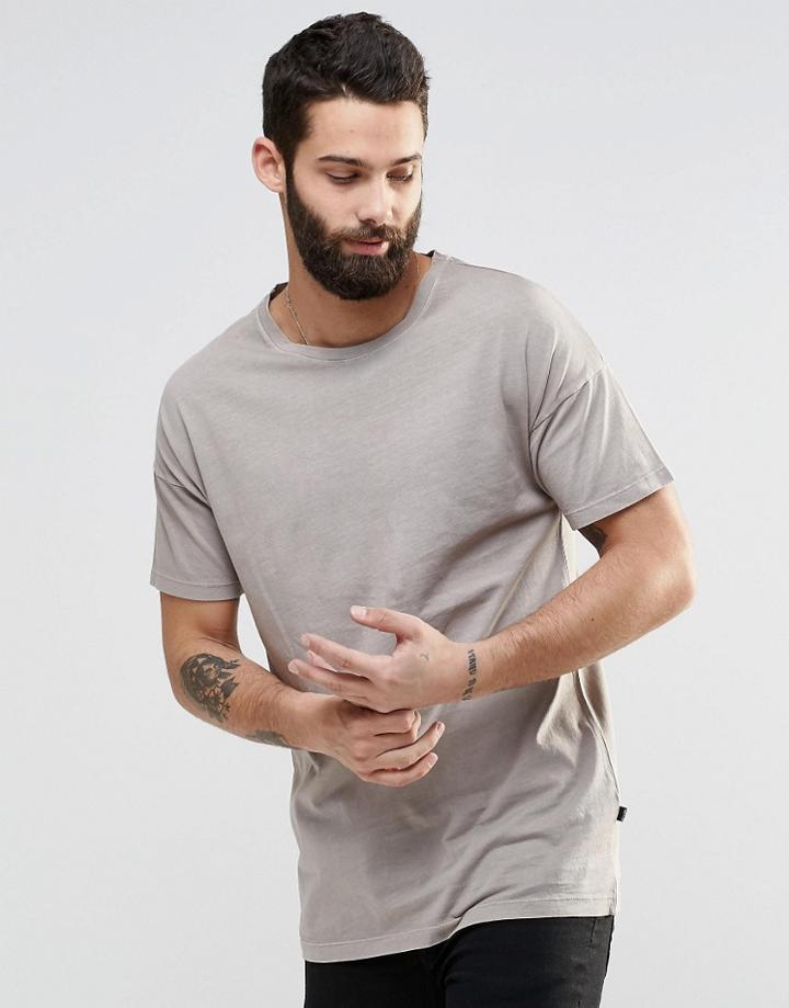 Only & Sons Crew Neck T-shirt With Drop Shoulder Detail - Crockery