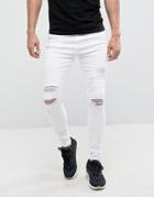 Good For Nothing Super Skinny Jeans In White With Distressing - White