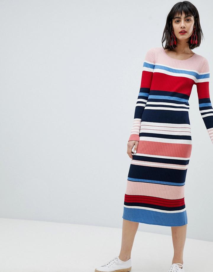 Esprit Stripe Column Midi Dress - Multi