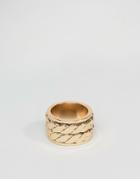 Asos Plaited Look Ring Band In Gold - Gold