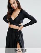 Naanaa Wrap Front Top Co-ord - Black