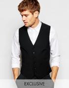 Number Eight Savile Row Exclusive 5 Button Waistcoat With Stretch In Skinny Fit - Black