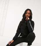 Asos Design Tall Tracksuit Cute Sweat / Basic Jogger With Tie With Contrast Binding In Organic Cotton-black