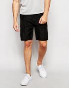 Asos Slim Chino Shorts In Black Nylon - Black