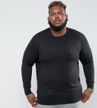Tommy Hilfiger Plus Crew Neck Sweater Cotton Silk In Black - Black