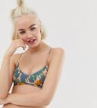 Monki Bikini Top In Pink Jungle Print - Pink
