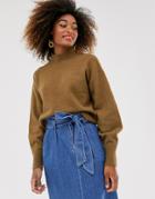 & Other Stories High-neck Knitted Sweater In Chestnut Brown