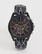 Armani Exchange Ax2628 Drexler Leather Chronograph Watch 44mm-black