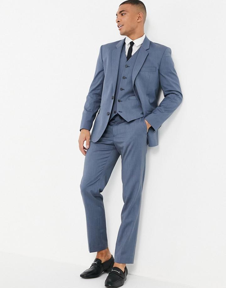 Asos Design Slim Suit Pants In Blue-blues