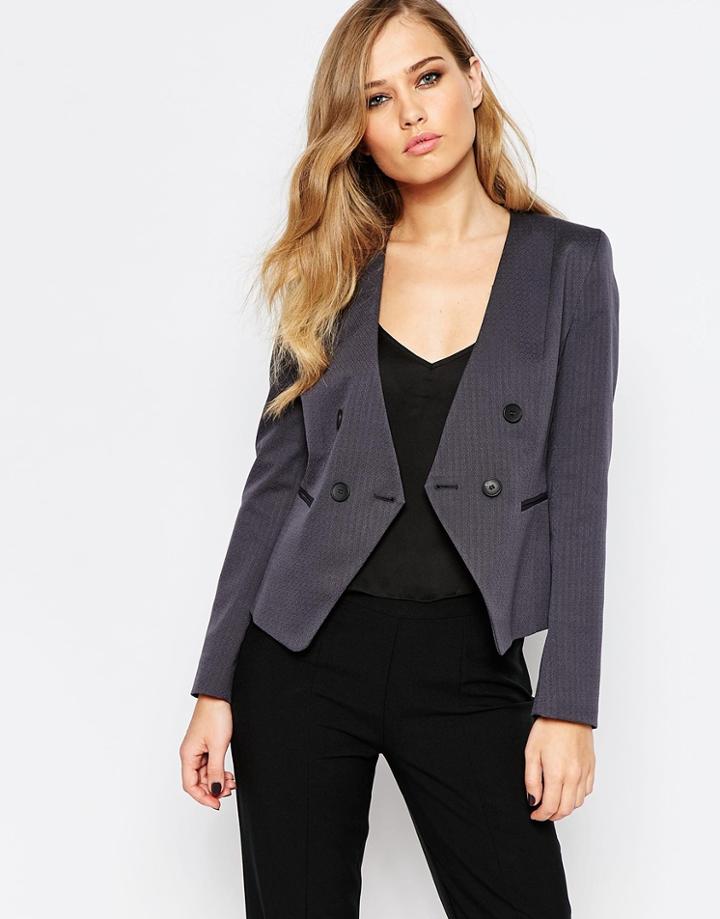 Sisley Cropped Blazer In Charcoal - 902 Charcoal