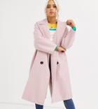 Asos Design Petite Classic Coat With Statement Buttons In Pink