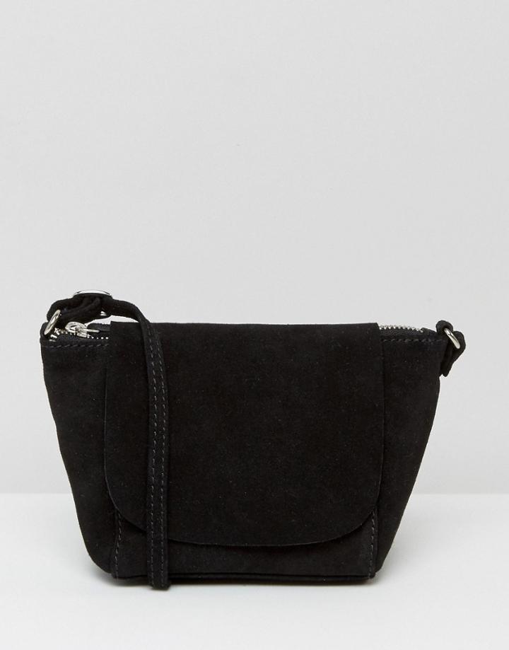 Asos Suede Curved Cross Body Bag - Black