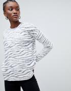 New Look Zebra Print Sweater In Gray Pattern - Gray