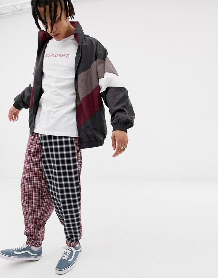 Bershka Color Block Windbreaker With Funnel Neck - Multi