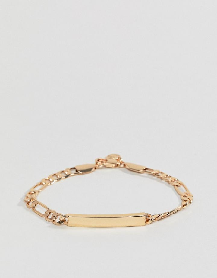 Chained & Able Figaro Id Bracelet In Gold - Gold