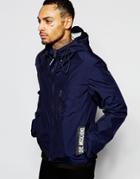 Love Moschino Hooded Jacket With Side Tab Logo - Navy