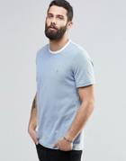 Farah T-shirt With Contrast Ringer In Blue - Seal