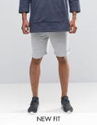 Asos Jersey Shorts In Grey Marl With Embroidery - Gray Marl