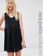 Asos Petite Smock Dress In Lightweight Check - Black