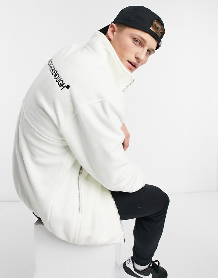 Topman Zip Through Fleece In Ecru-neutral