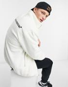 Topman Zip Through Fleece In Ecru-neutral