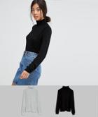 Asos Petite Sweater With Roll Neck And Rib Detail 2 Pack - Multi