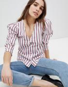 Monki V-neck Stripe Shirt - Multi