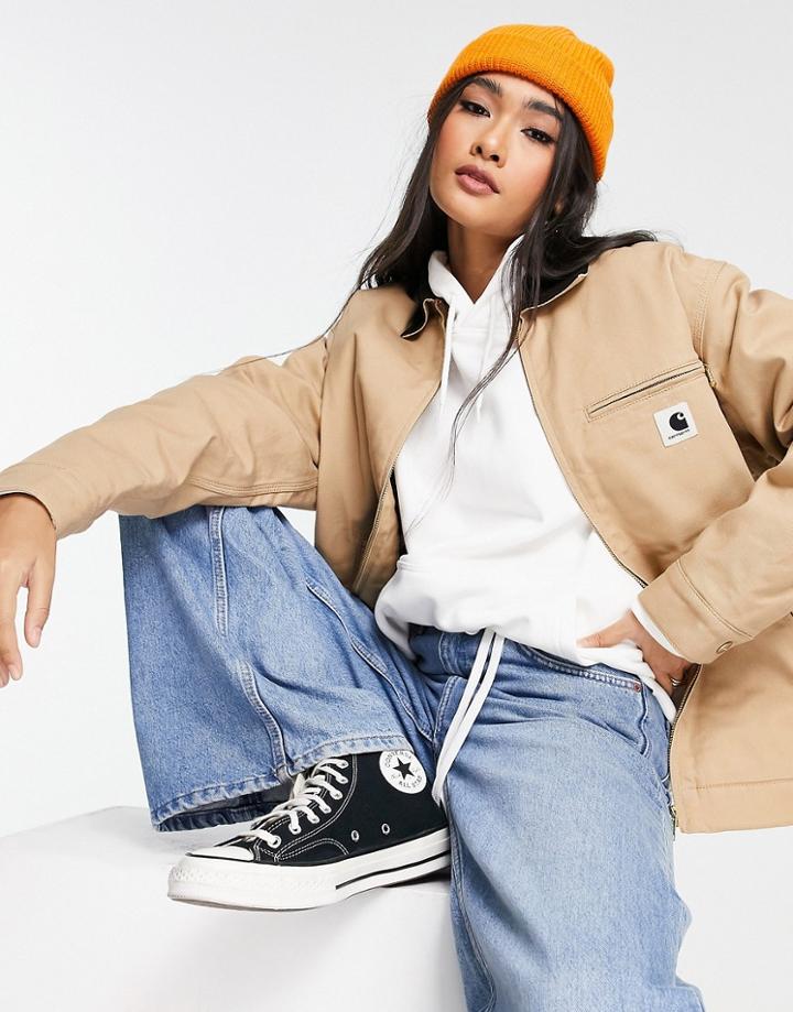 Carhartt Wip Jacket With Contrast Corduroy Collar And Logo Pocket-neutral