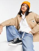 Carhartt Wip Jacket With Contrast Corduroy Collar And Logo Pocket-neutral