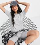 Threadbare Petite Legging Shorts And Oversized T-shirt Set In Gray Heather-grey