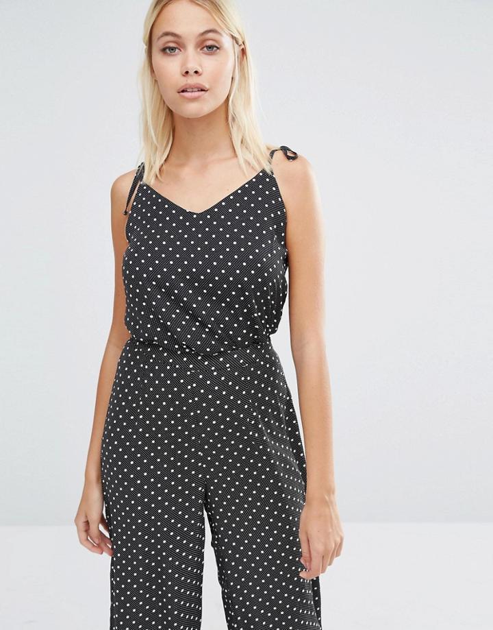 Fashion Union Cami Top In Polka Dot Co-ord - Black