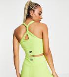 Hiit Crop Tank Top With Twist Back In Lime-green