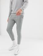 Only & Sons Slim Track Pant With Side Stripe And Cropped Ankle - Gray