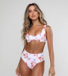Kulani Kinis Underwire Bikini Top In White Floral Print-multi