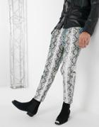Asos Edition Tapered Pants In Snakeskin Jacquard-gray