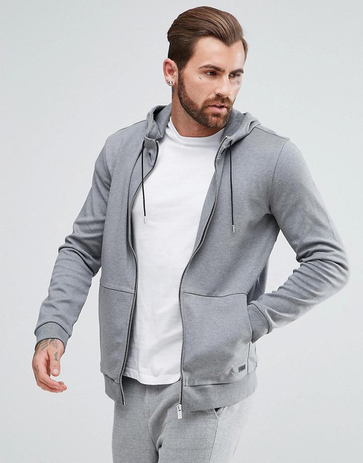 Hugo Dattis Hooded Zip Through Sweat In Gray - Gray