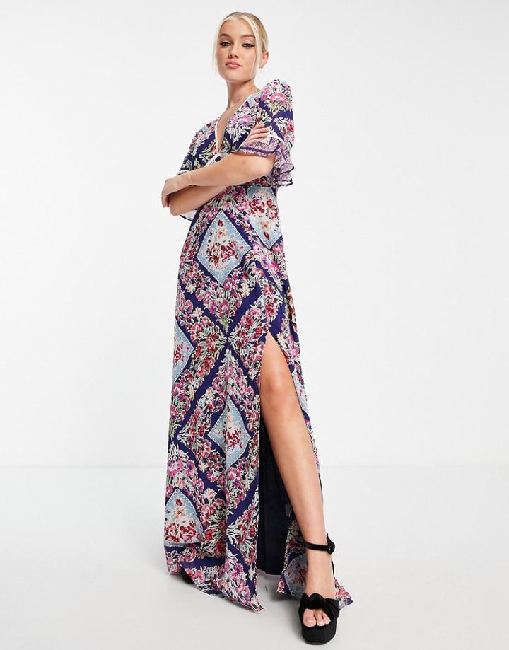 Hope & Ivy Priya Open Back Maxi Dress In Multicolor