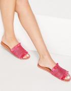 Asos Design Features Woven Raffia Mules In Pink