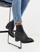 Office Alford Block Heel Leather Ankle Boots In Black